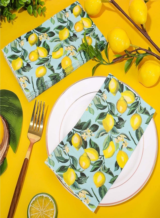 JarThenaAMCS 100Pcs Lemon Guest Napkins Summer Fruit Disposable Napkins Watercolor Hand Towel Paper Napkins for Bathroom Birthday Holiday Party Supplies Table Decor - Image 4